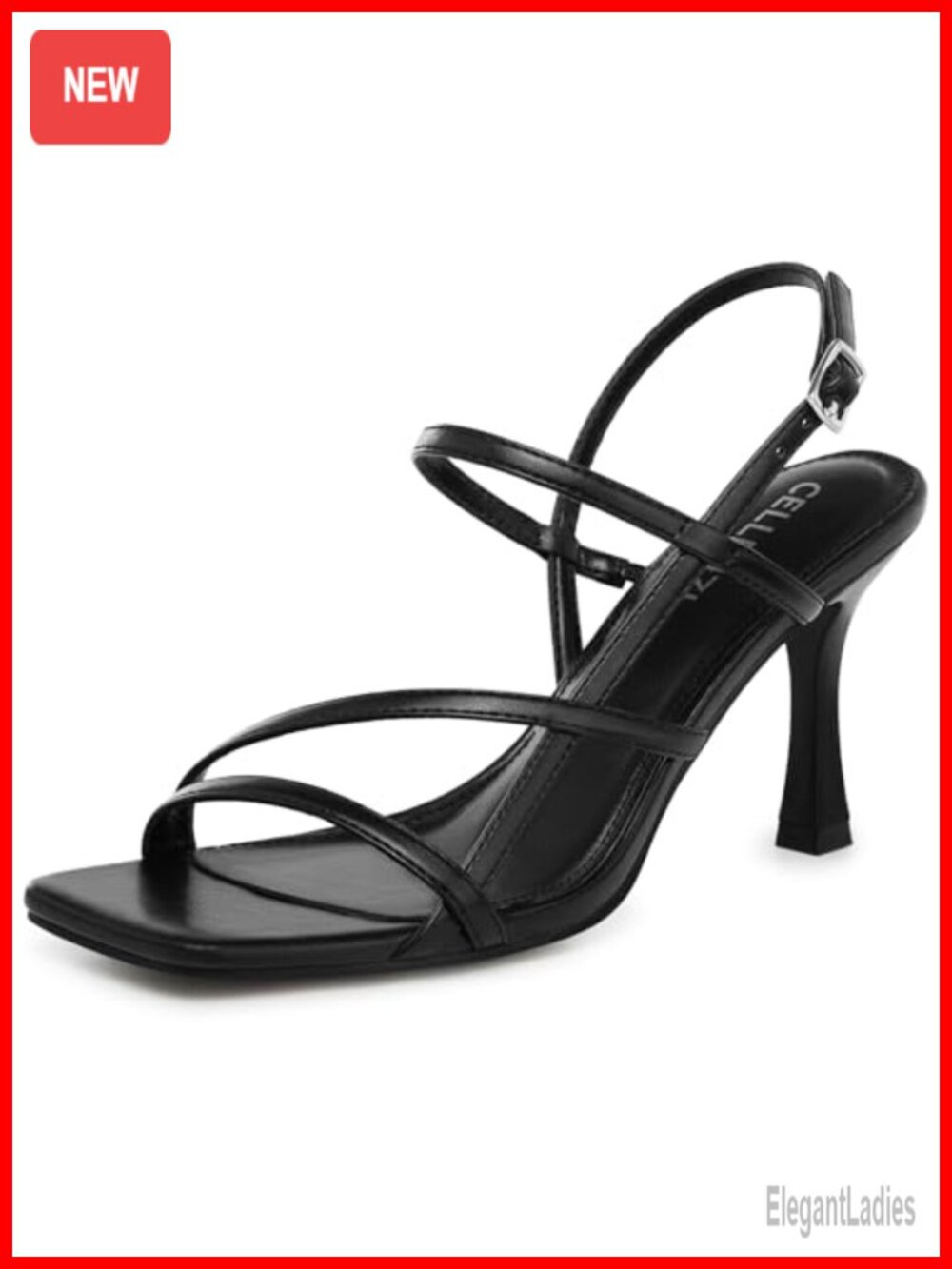 Women's Kitten Heel Slingback Sandals Square Open Toe Ankle Strap Leather Dress